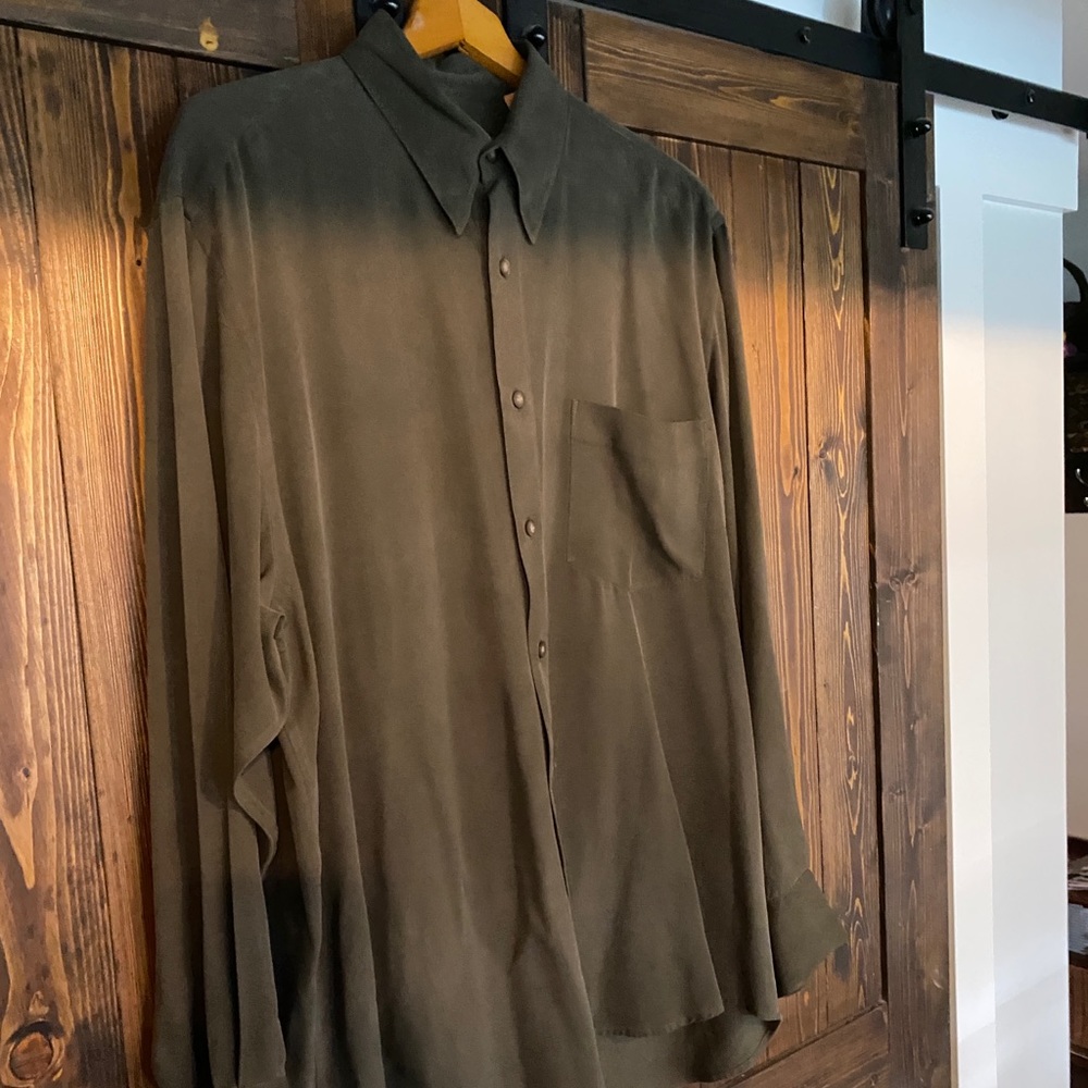 Silk dark green Baracuta mens shirt
